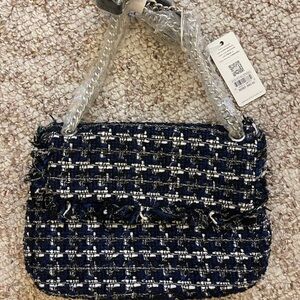 Chic Blue and Black Tweed Women's Bag
